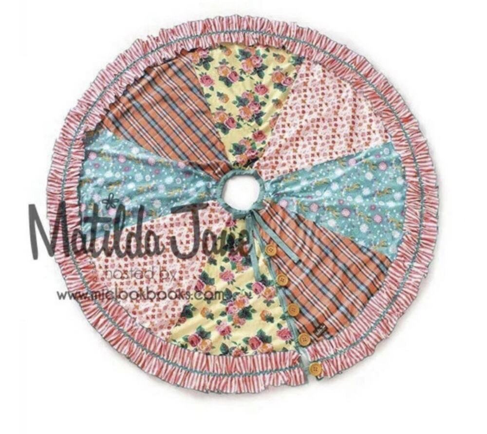 Matilda Jane Christmas Tree Skirt Floral Stripe Reindeer Plaid Ornaments 60"